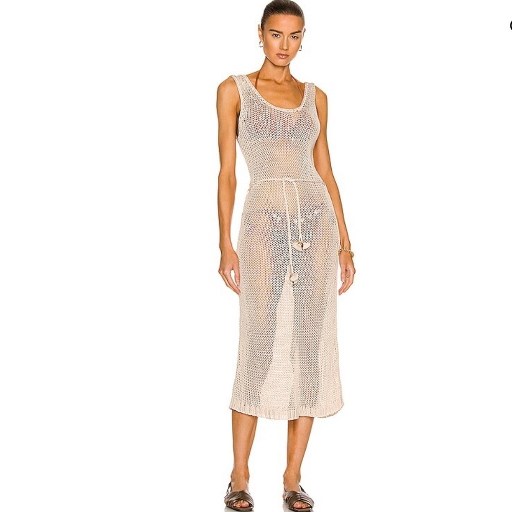 Zimmermann Tropicana Scoop Midi Dress Crochet Knit